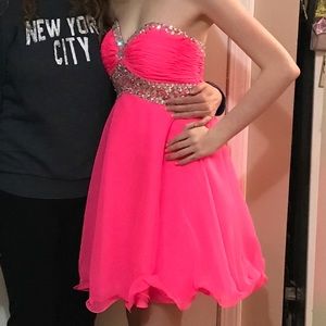 neon pink formal dress